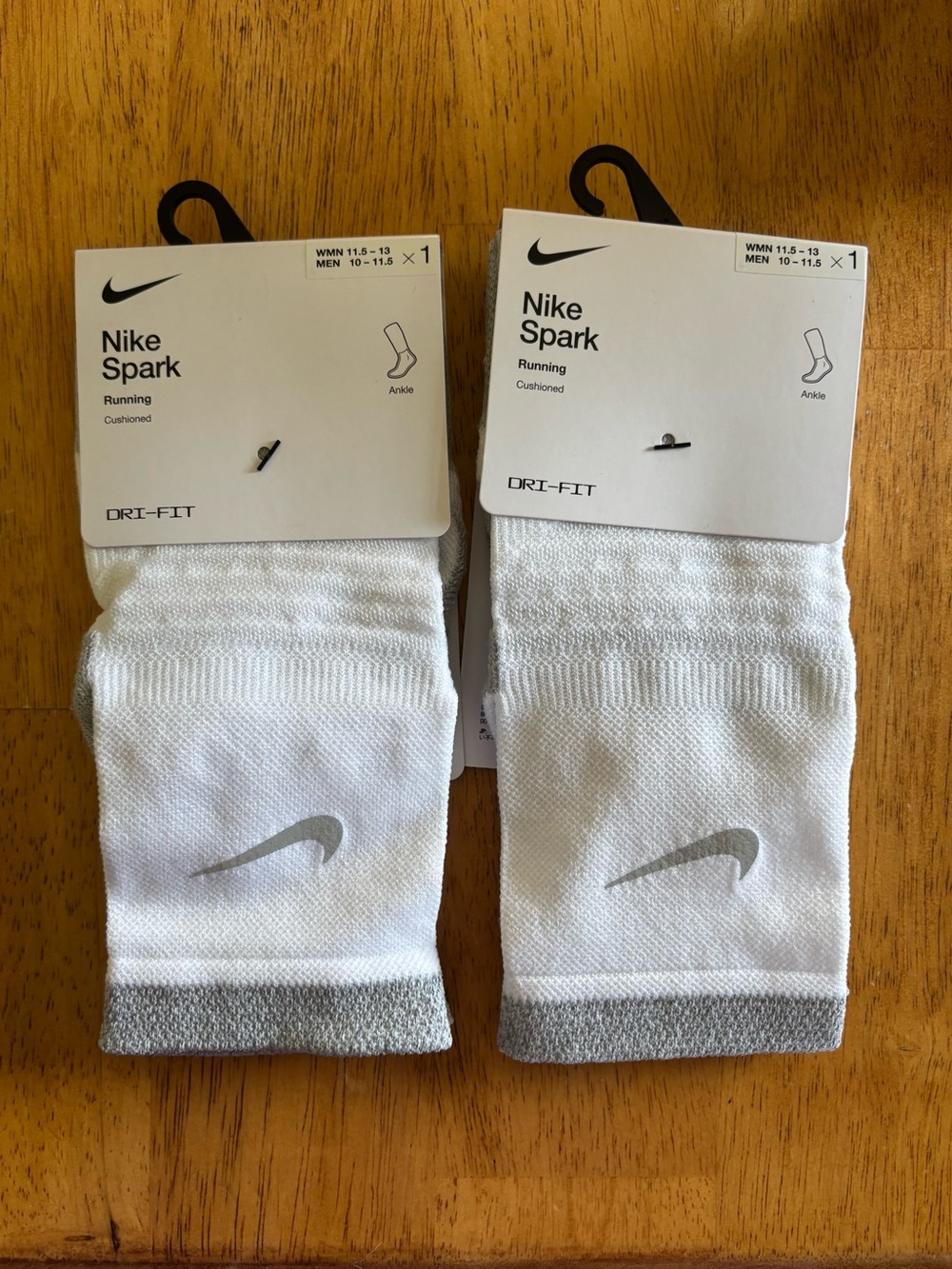 Nike Spark Dri-FIT Ankle Running Socks - White with Gray Accents